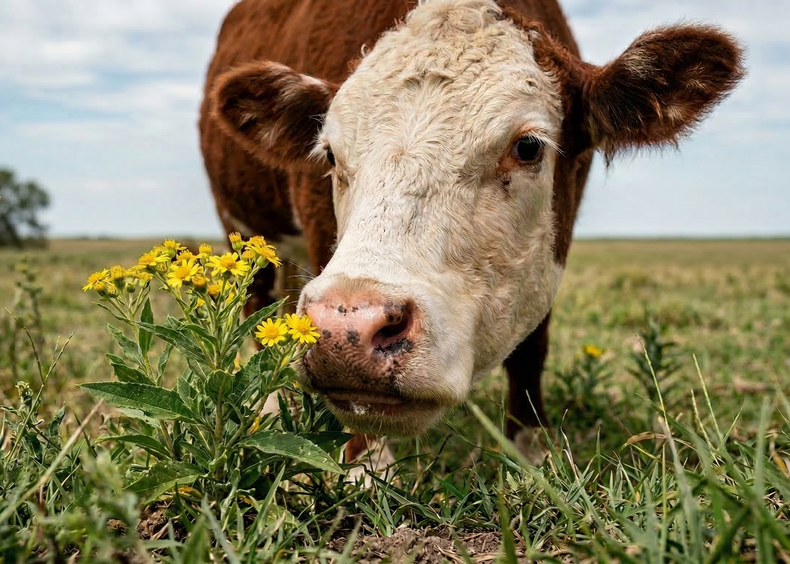 Tres bovinos murieron por consumo de Pascalia glauca en la provincia de Buenos Aires.