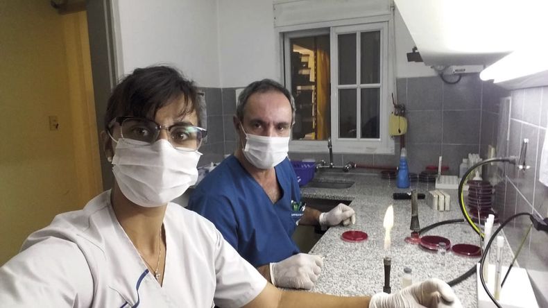 MV. Belén Aab y Luis Pérez, de Laboratorio Santa Rosa, fueron quienes confirmaron el caso del carbunclo.
