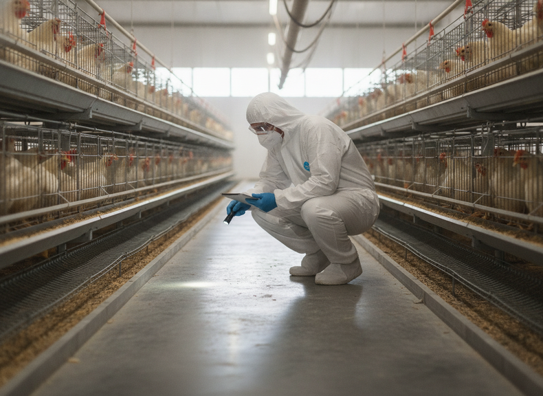 Estudio sobre bioseguridad insuficiente en granjas frente a Influenza Aviar.
