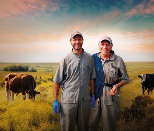 Javier y Arturo, segunda y tercera generación de veterinarios en la familia de la Mata, de La Pampa.