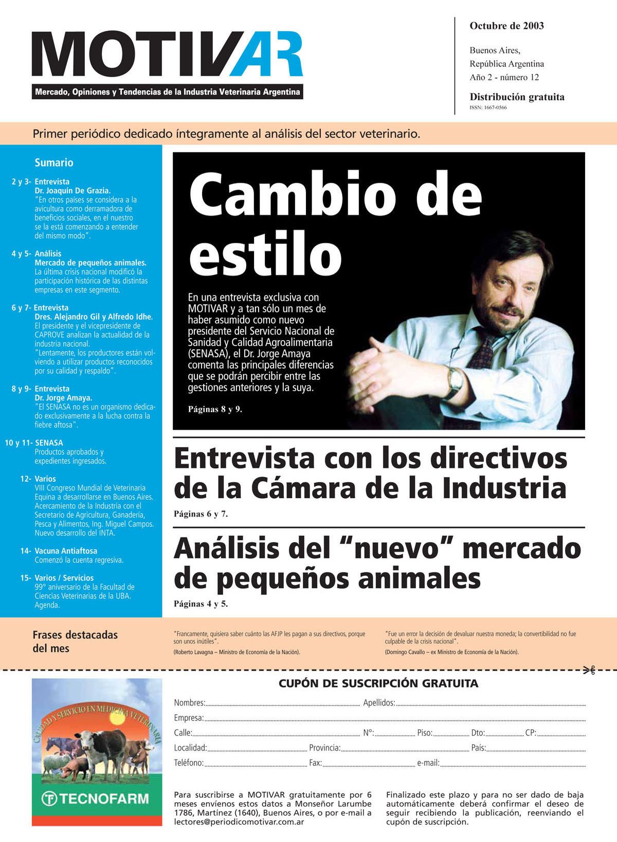 Edición N° 12 – Octubre de 2003