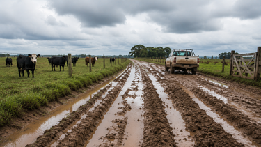 El mal estado de los caminos rurales condiciona la producción ganadera.