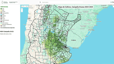 Visualización satelital de cultivos por región y campaña.