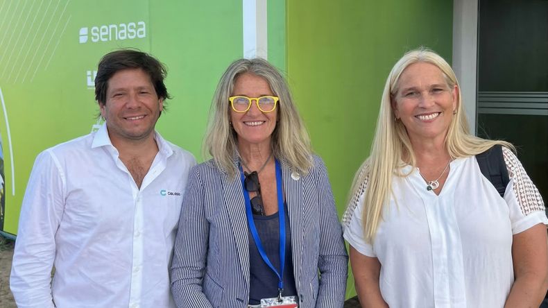 Alan Wauters, presidente de CAPROVE, María Beatriz “Pilu” Giraudo, presidenta de Senasa, y Ximena Melón, flamante directora ejecutiva de CAPROVE, en Expoagro 2026.